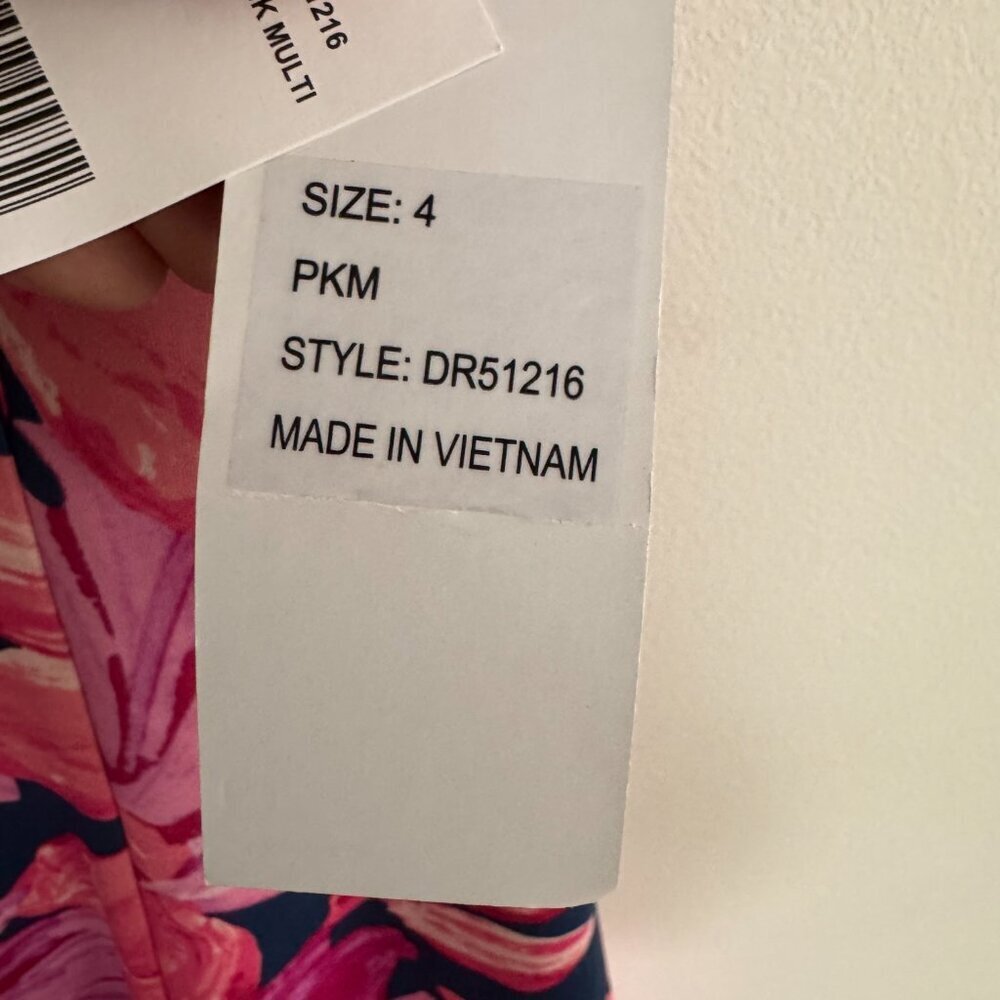 NWT Size 4 Floral and Lace Fit and Flare Donna Ricco Dress Pink and Navy - Picture 6 of 13